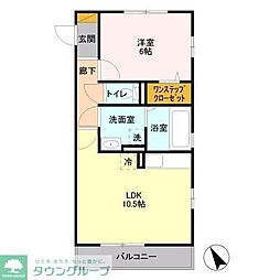 プリモフィオーレ 3階1LDKの間取り