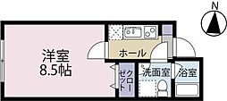 アミティ館内二番館 1階1Kの間取り
