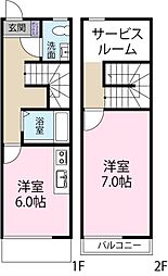 ハピネス木床 1SDKの間取図画像