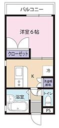 フリーダム高尾 1DKの間取図画像
