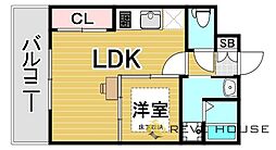 エステート・モア平尾公園通り 1LDKの間取図画像