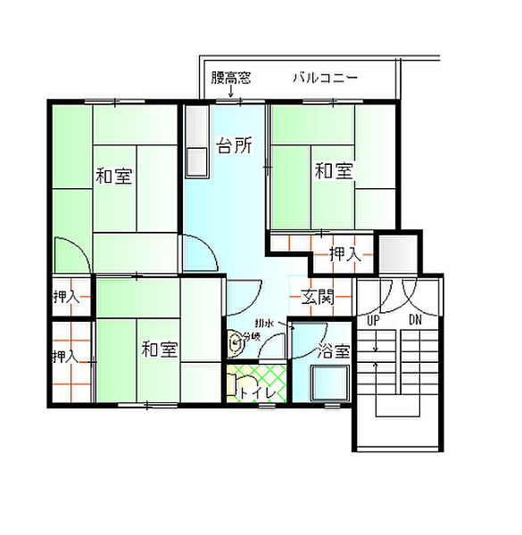 スマリオ香里三井団地 ｜大阪府寝屋川市三井が丘1丁目(賃貸マンション3DK・4階・44.58㎡)の写真 その2