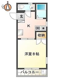 クレストシティ富田 1Kの間取図画像