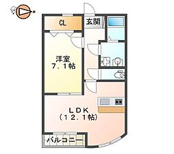グレイスフルヒルズ南佐古 1LDKの間取図画像