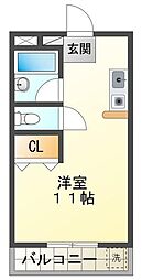 ラベンダーハイツ ワンルームの間取図画像