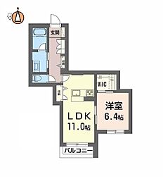 JR徳島線 佐古駅 徒歩22分の賃貸アパート 1階1LDKの間取り