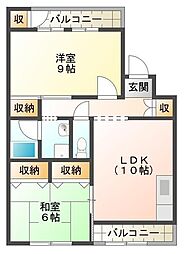 桑村マンション 2LDKの間取図画像