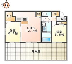JR徳島線 佐古駅 徒歩17分の賃貸アパート 1階2LDKの間取り