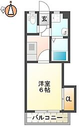 アトリエ蔵本 1Kの間取図画像