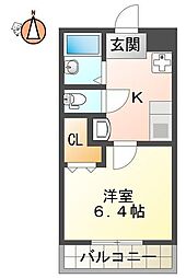 ティアラ庄町 1Kの間取図画像