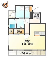 清本マンション ワンルームの間取図画像