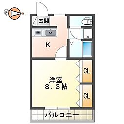 CASA南昭和 1DKの間取図画像
