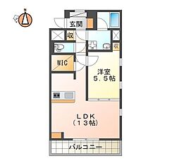 グランエグゼ徳島 1LDKの間取図画像