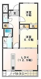 エスポワール 2LDKの間取図画像