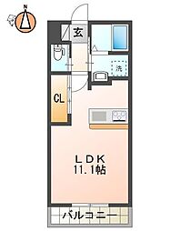 徳島市蔵本元町3丁目アパート 1Kの間取図画像