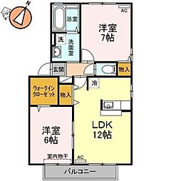 リヴェールC 2LDKの間取図画像