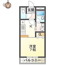 カースルハイツ 1Kの間取図画像