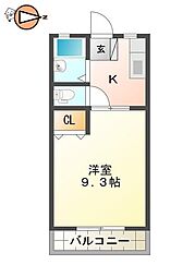 コーポヤマモト3 1Kの間取図画像