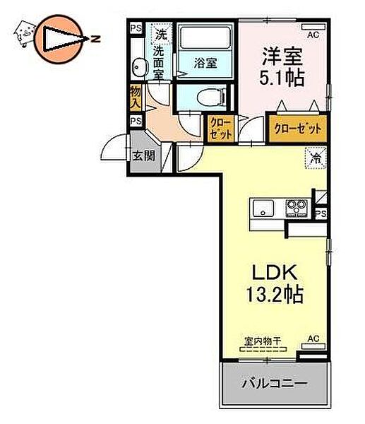 徳島県徳島市北沖洲4丁目(賃貸アパート1LDK・3階・45.02㎡)の写真 その2