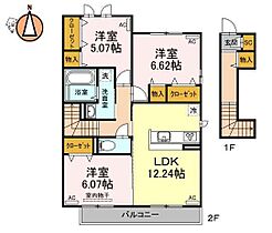 徳島県徳島市名東2丁目（賃貸アパート3LDK・2階・70.27㎡） その2