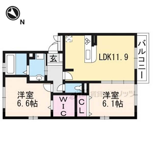 滋賀県大津市大萱６丁目(賃貸アパート2LDK・3階・58.37㎡)の写真 その2