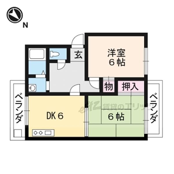 滋賀県大津市大萱６丁目(賃貸マンション2DK・3階・43.06㎡)の写真 その2