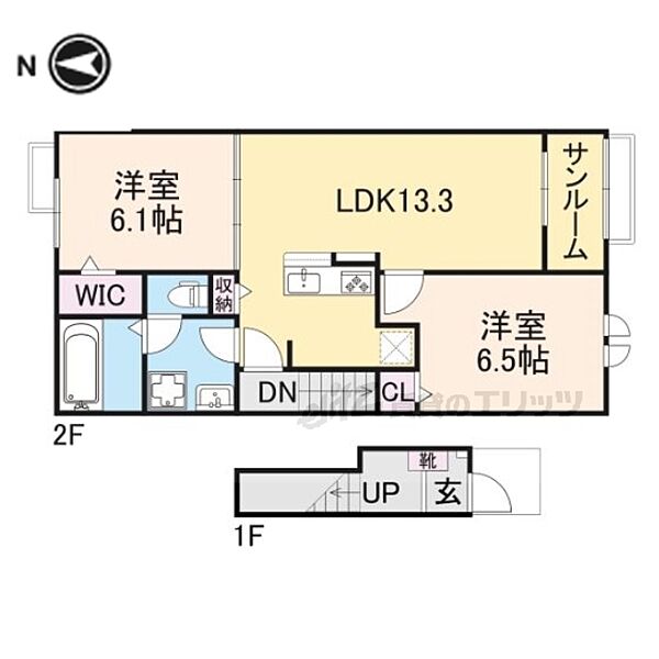 ボニート　ブローテ 202｜滋賀県長浜市八幡東町(賃貸アパート2LDK・2階・63.03㎡)の写真 その2