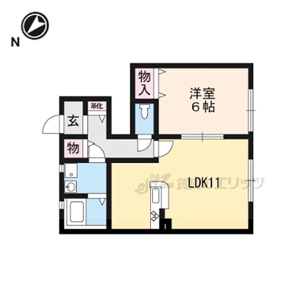 滋賀県草津市東草津１丁目(賃貸アパート1LDK・1階・43.32㎡)の写真 その2