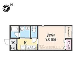 近江鉄道近江本線 日野駅 徒歩37分の賃貸アパート 2階1Kの間取り