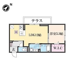 Ｄレジデンス東近江 1階1LDKの間取り