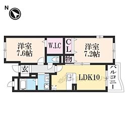 サニーヒル 2階2LDKの間取り