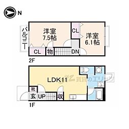 ピュアハート　Ｂ棟 2階2LDKの間取り