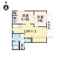 ソル　ビエント 1階2LDKの間取り