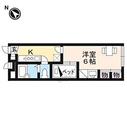 レオパレスエフ 1階1Kの間取り