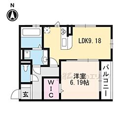 サザンクロス 3階1LDKの間取り