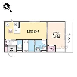 JR東海道・山陽本線 近江八幡駅 徒歩30分の賃貸アパート 1階1LDKの間取り