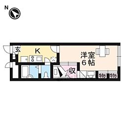 レオパレスパストラーレII 2階1Kの間取り