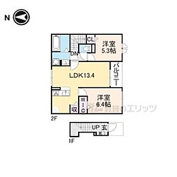 Ｙフォレスト長浜Ｂ 2階2LDKの間取り