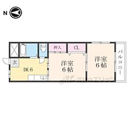 コスモスハイツ長浜 2階2DKの間取り