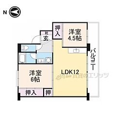 ビレッジハウス小堀1号棟 4階2LDKの間取り