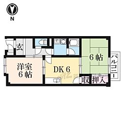 JR東海道・山陽本線 河瀬駅 徒歩8分の賃貸アパート 2階2DKの間取り