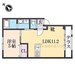 JR東海道・山陽本線 近江八幡駅 徒歩36分の賃貸アパート 1階1LDKの間取り
