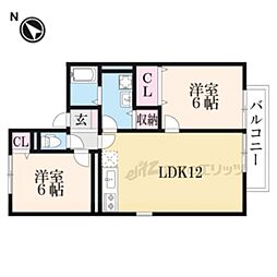 リヴェール吉条2 2LDKの間取図画像