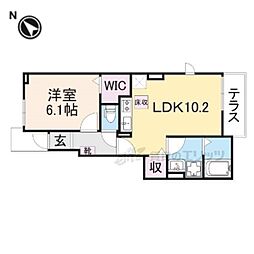 ウィズ・テール南彦根1号館 1LDKの間取図画像