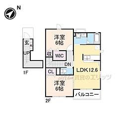 ディアコート2 1LDKの間取図画像