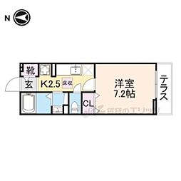 クレイドル.ケイ. 1Kの間取図画像