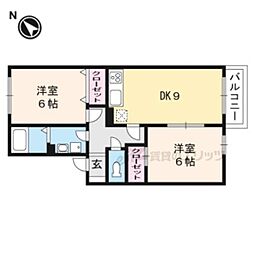 コンフォール美喜1 2DKの間取図画像
