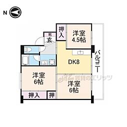 ビレッジハウス小堀1号棟 3DKの間取図画像