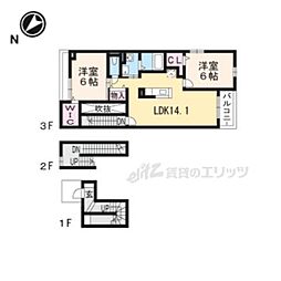 フォレストひばりおか 2LDKの間取図画像