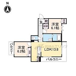 バージェボ力 2LDKの間取図画像